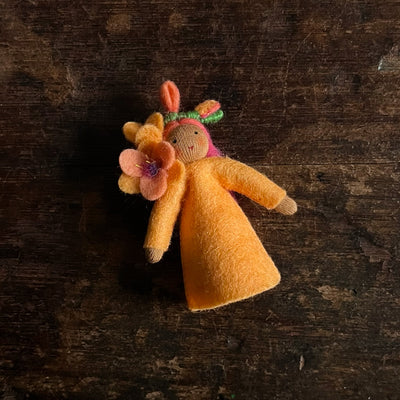 Handmade Wool Fairy - Peach Freesia - Brown