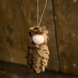 Handmade Wool Hanging Fairy - Pinecone - White