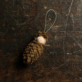 Handmade Wool Hanging Fairy - Pinecone - White