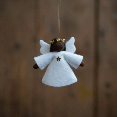 Handmade Wool Hanging Fairy - Angel - Black