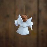 Handmade Wool Hanging Fairy - Angel with Bell - White