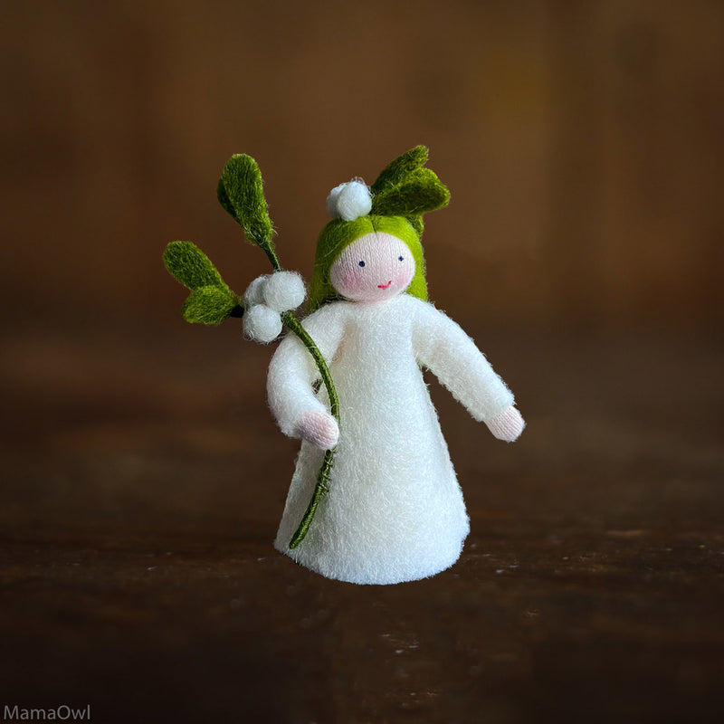 Handmade Wool Fairy - Mistletoe Girl - White