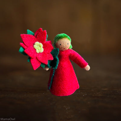 Handmade Wool Fairy - Poinsettia - Brown