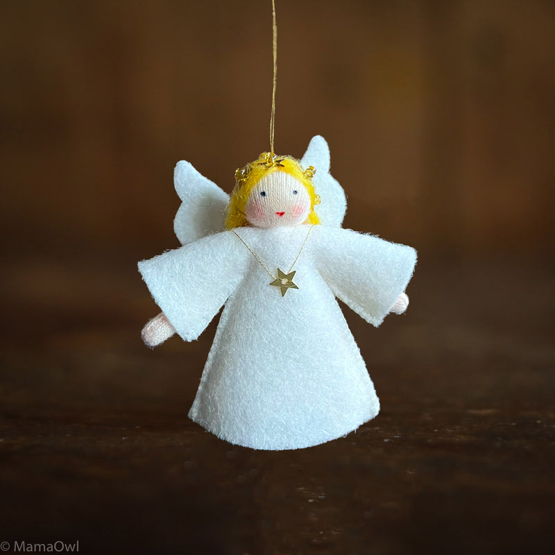 Handmade Wool Fairy - Angel with Star - White