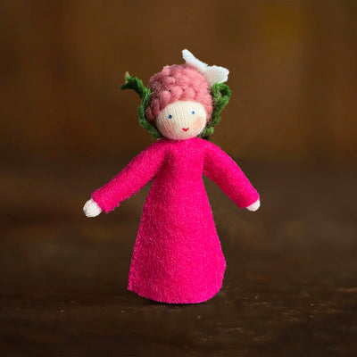 Handmade Wool Fairy - Raspberry Girl - White