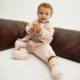 Baby Cotton Tie Booties - Faded Pink