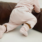 Baby Cotton Tie Booties - Faded Pink
