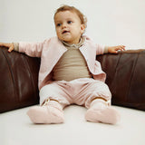 Baby Cotton Tie Booties - Faded Pink