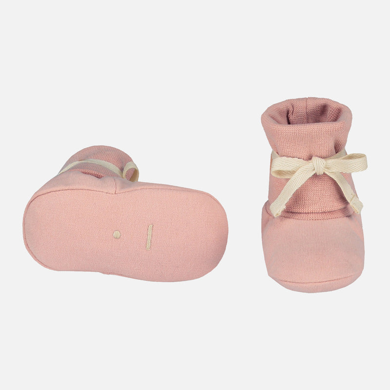Baby Cotton Tie Booties - Faded Pink