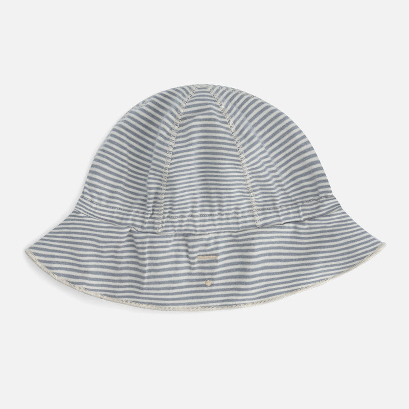 Baby Cotton Sun Hat -Stone Grey/Cream