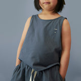 Kids Cotton Boxy Tank Top - Blue Grey