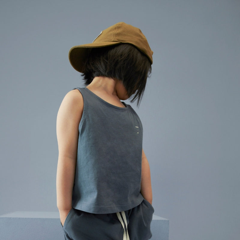 Kids Cotton Boxy Tank Top - Blue Grey