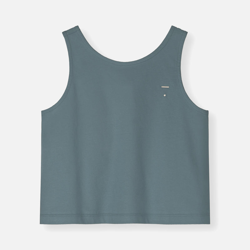Kids Cotton Boxy Tank Top - Blue Grey