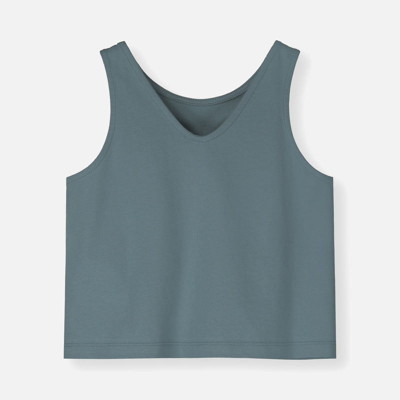 Kids Cotton Boxy Tank Top - Blue Grey