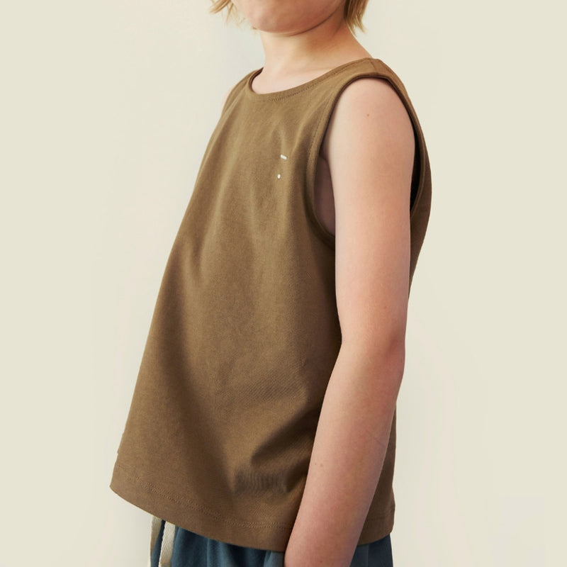 Kids Cotton Boxy Tank Top - Woody