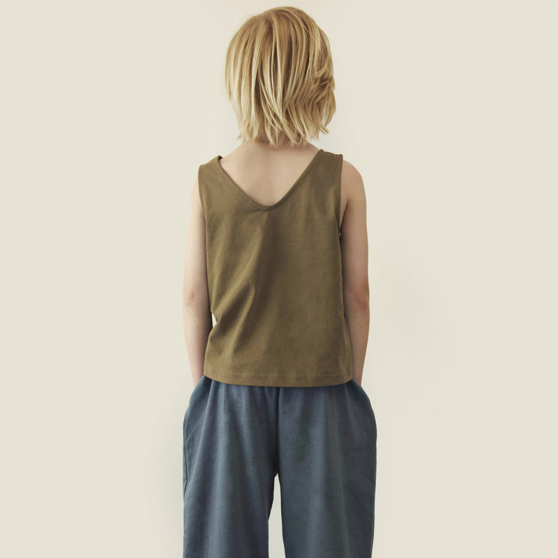 Kids Cotton Boxy Tank Top - Woody