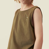 Kids Cotton Boxy Tank Top - Woody
