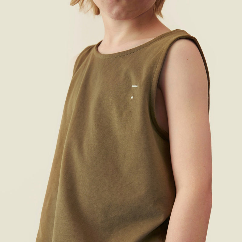 Kids Cotton Boxy Tank Top - Woody