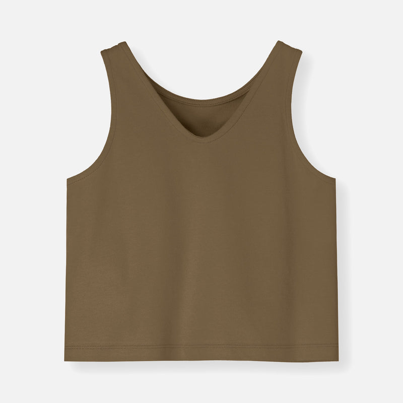 Kids Cotton Boxy Tank Top - Woody