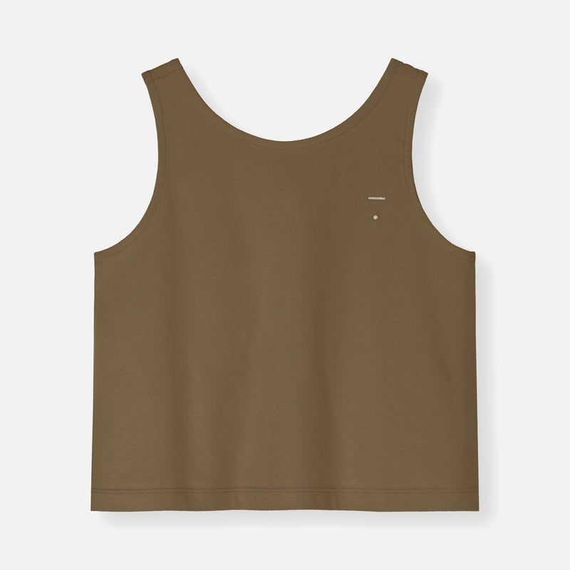 Kids Cotton Boxy Tank Top - Woody
