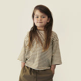 Kids Cotton Dropped Shoulder Tee - Woody/Cream