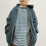 Kids Cotton Hooded Cardigan - Blue Grey