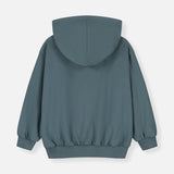 Kids Cotton Hooded Cardigan - Blue Grey