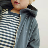Kids Cotton Hooded Cardigan - Blue Grey
