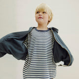Kids Cotton Hooded Cardigan - Blue Grey
