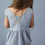 Kids Cotton Sleeveless Dress - Stone Grey