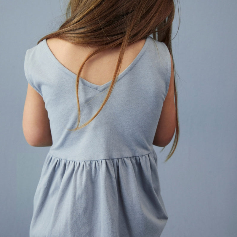 Kids Cotton Sleeveless Dress - Stone Grey