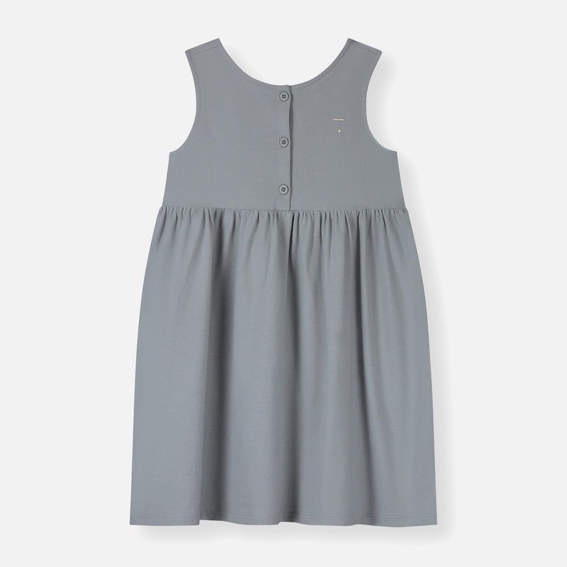 Kids Cotton Sleeveless Dress - Stone Grey