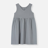 Kids Cotton Sleeveless Dress - Stone Grey