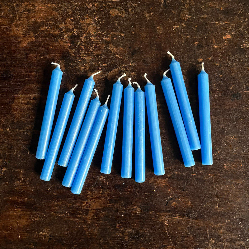 Beeswax Candles - Light Blue - Set of 12