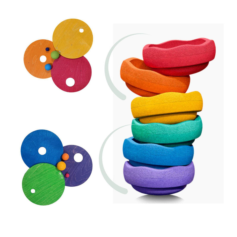 Wooden Grimms x Stapelstein Rolling Discs - Warm Classic