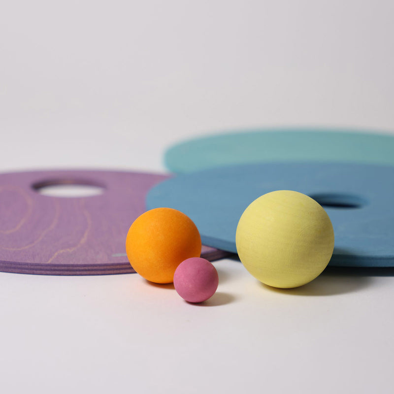 Wooden Grimms x Stapelstein Rolling Discs - Cool Pastel  