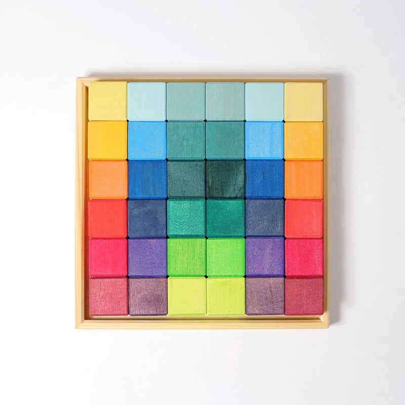 Wooden Mosaic Cube Set - Rainbow