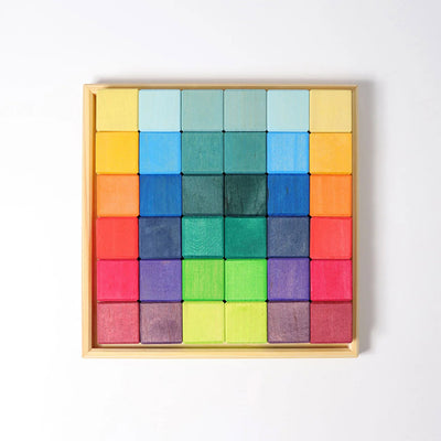 Wooden Mosaic Cube Set - Rainbow