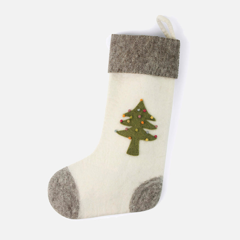 Handmade Felted Wool Advent Stocking with Tree