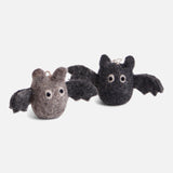 Handmade Felted Wool Bat Decorations - Set of 2