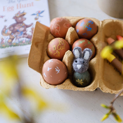 Handmade Felted Wool Bunny Decorations - Set of 2 - Grey