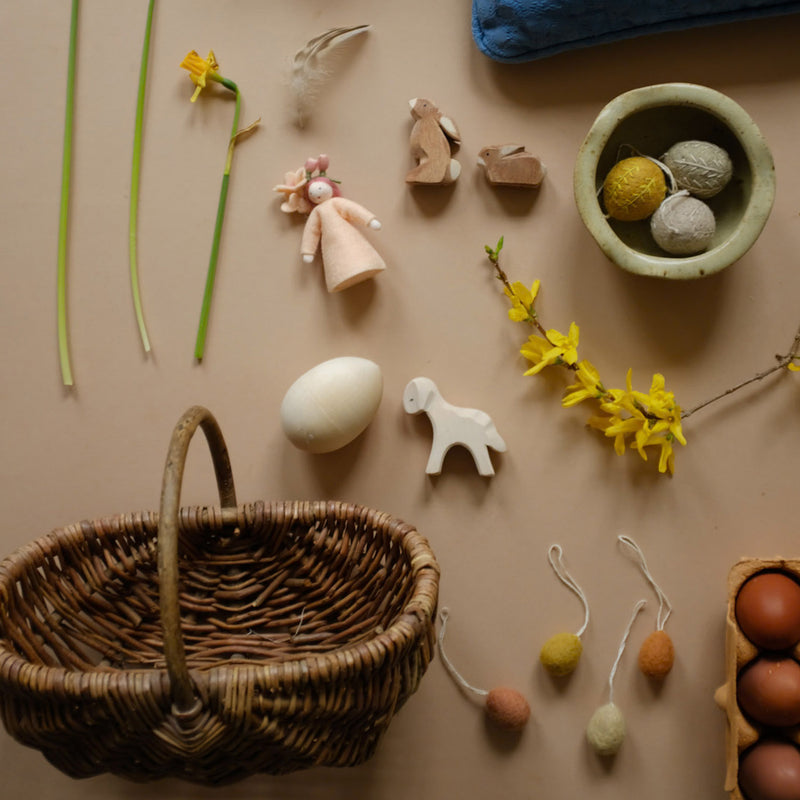 Handmade Felted Wool Mini Egg Decorations - Set of 8 - Yellow