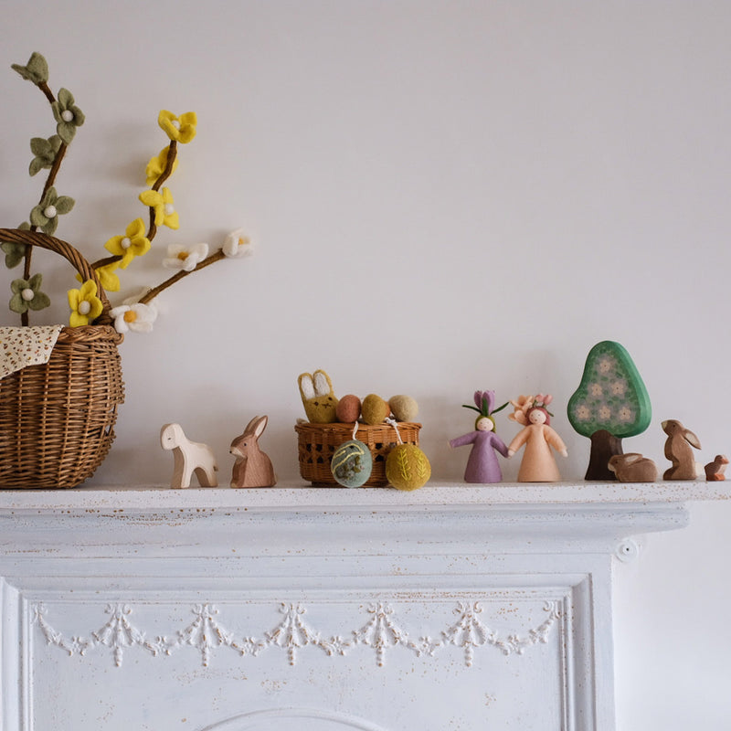 Handmade Felted Wool Flowers on Stalk - Mint Green