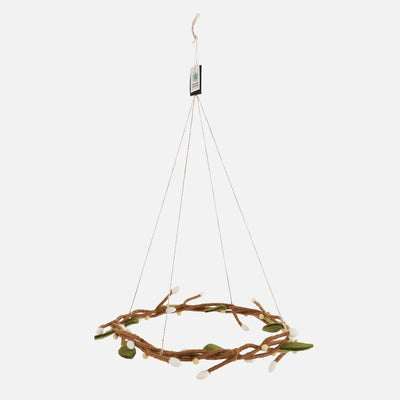 Handmade Felted Wool Hanging Wreath with Light Yellow Berries