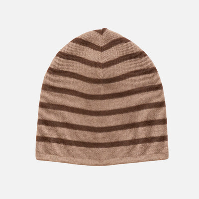 Wool Knit Beanie - Brown Stripe
