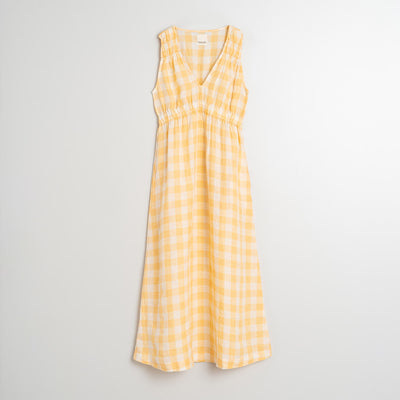 Women's Linen/Cotton Dress - Madarina Check