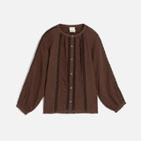 Women's Cotton Muslin Blouse - Chocolate