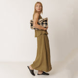 Women's Linen Long Skirt - Khaki