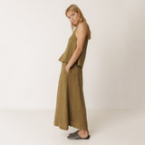 Women's Linen Long Skirt - Khaki