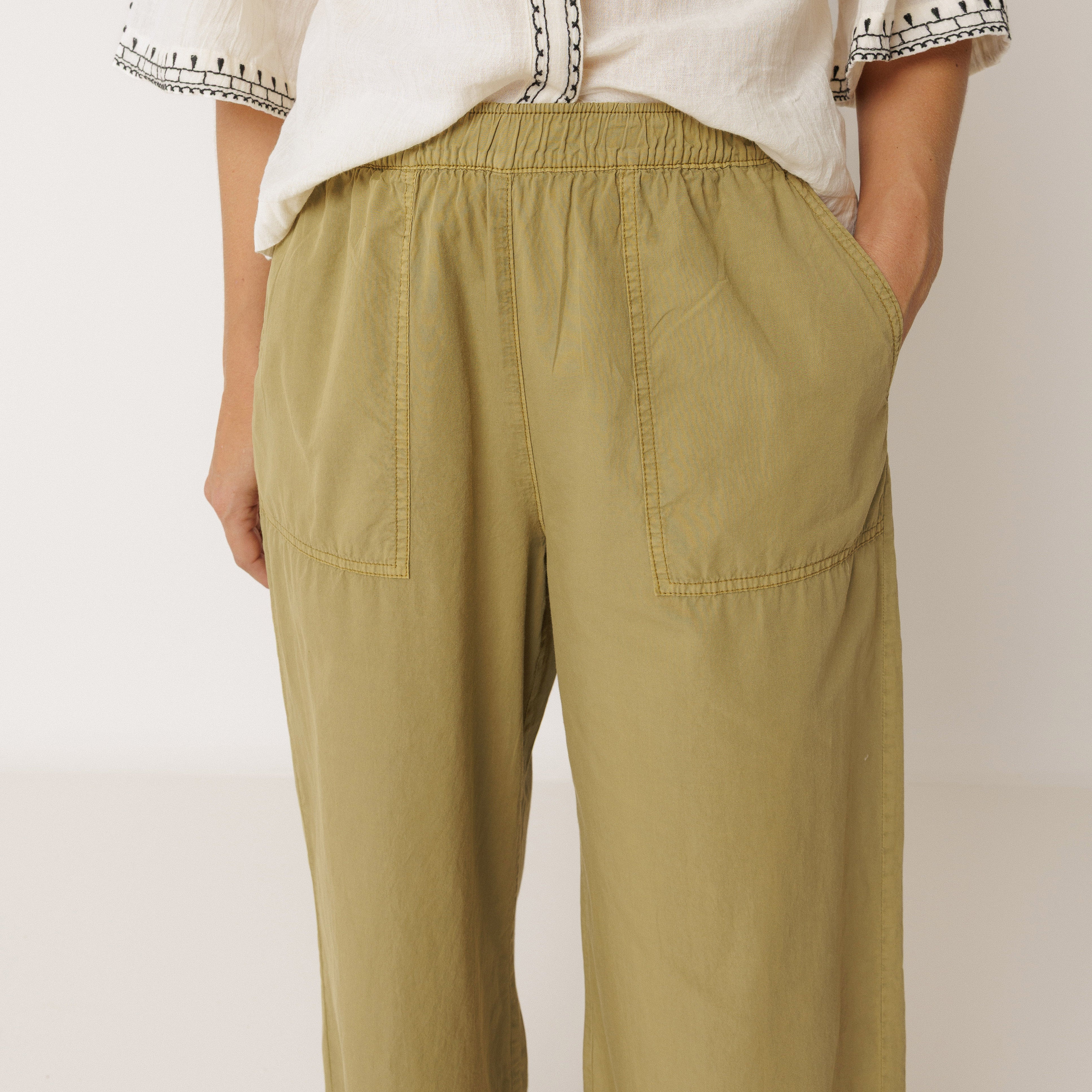 Women's Cotton Poplin Lightweight Trousers - Manzana – MamaOwl